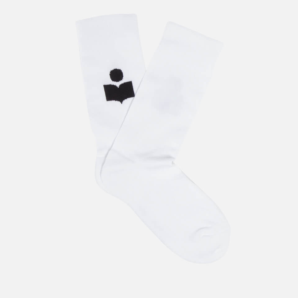 タイツ・ソックス Isabel Marant Jacquard Logo Socks 23PCT003JFA Isabel Marant Siloki Logo-Jacquard Cotton-Blend Socks | Coggles