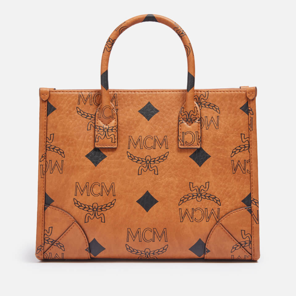 MCM Small Munchen Coated-Canvas Tote Bag