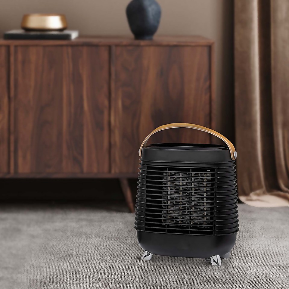 Homebase Ceramic Fan Heater with Timer in Black - 1500W