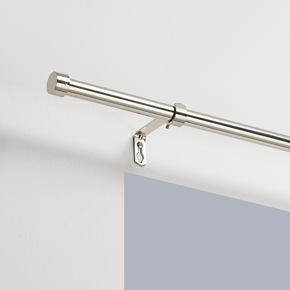 Satin Steel Extendable Eyelet Curtain Pole with Stud Finial - 120-210cm (Dia 16/19mm)