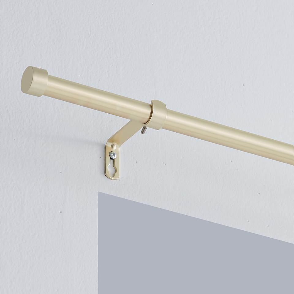 Gold Extendable Eyelet Curtain Pole with Stud Finial - 120-210cm (Dia 16/19mm)