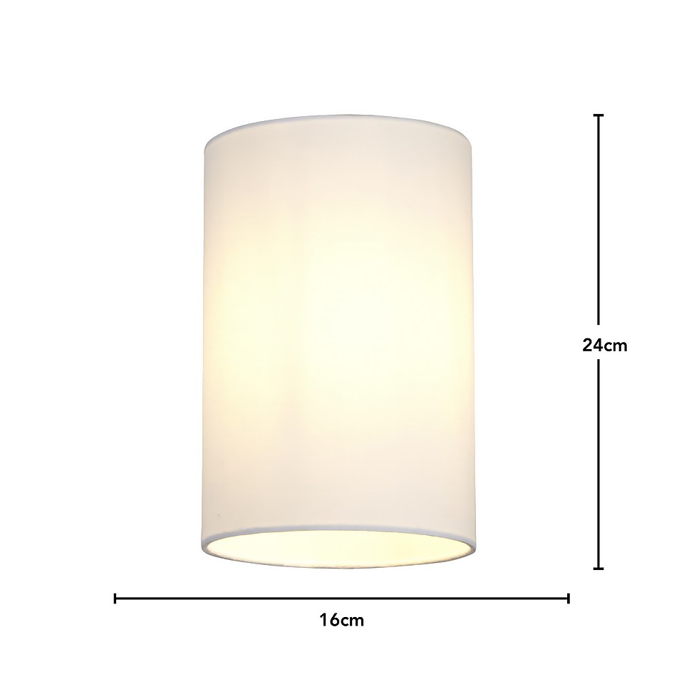 Clyde Cylinder Lamp Shade - 16cm - White