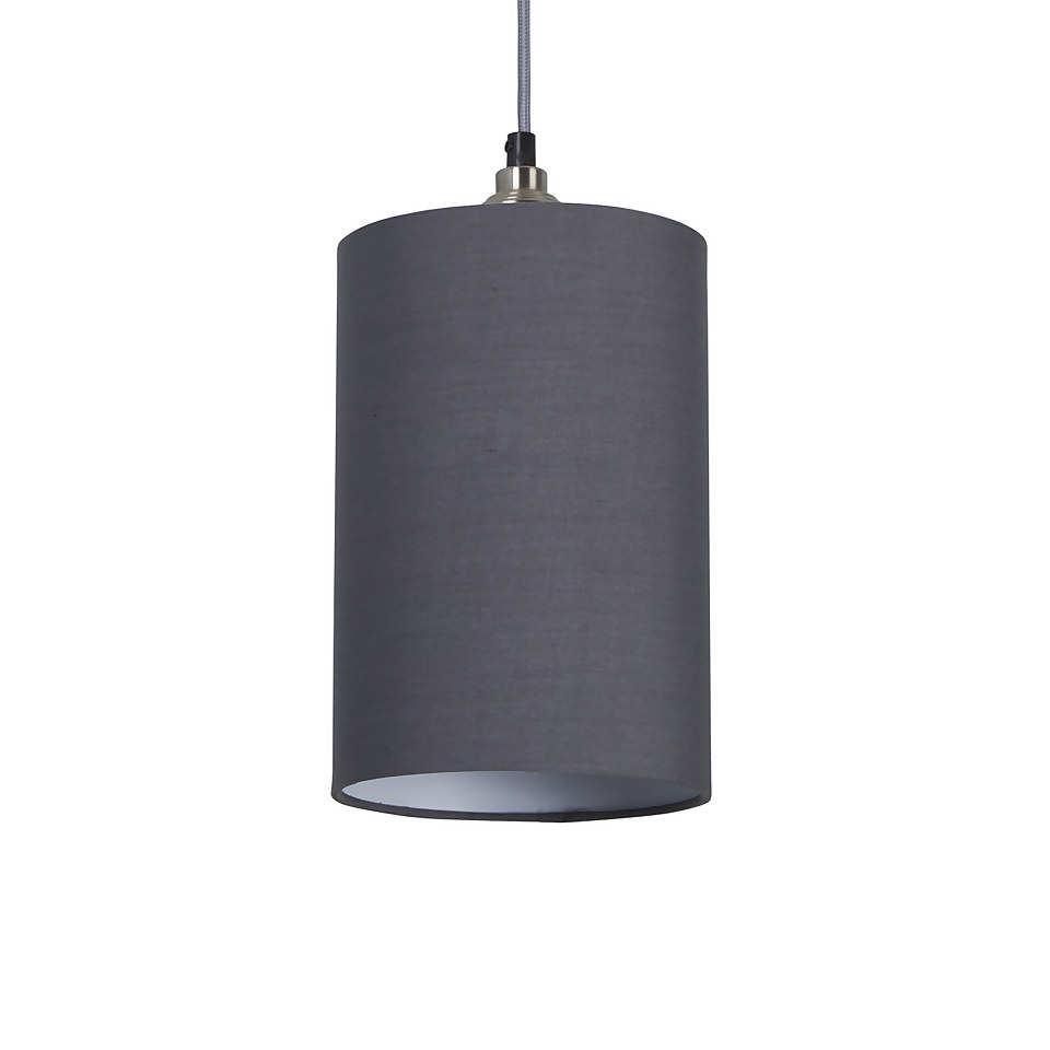 Clyde Cylinder Lamp Shade - 16cm - Charcoal