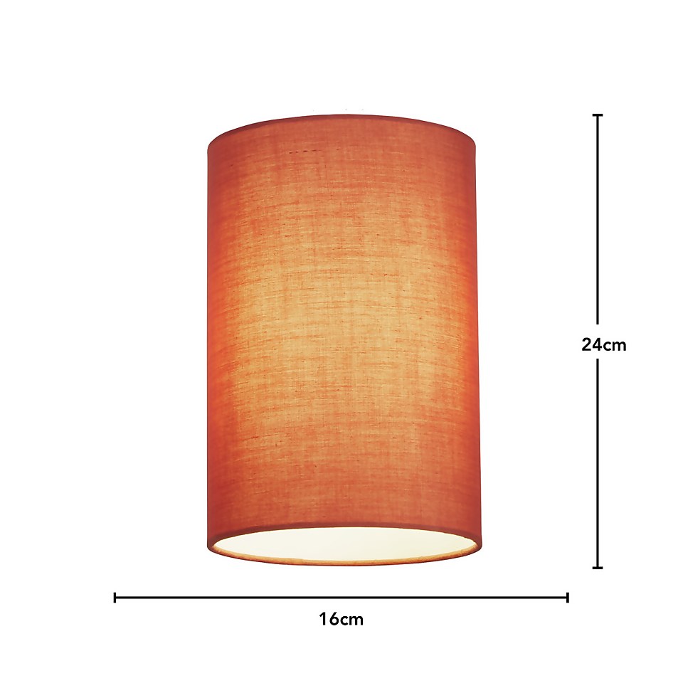 Clyde Cylinder Lamp Shade - 16cm - Terracotta