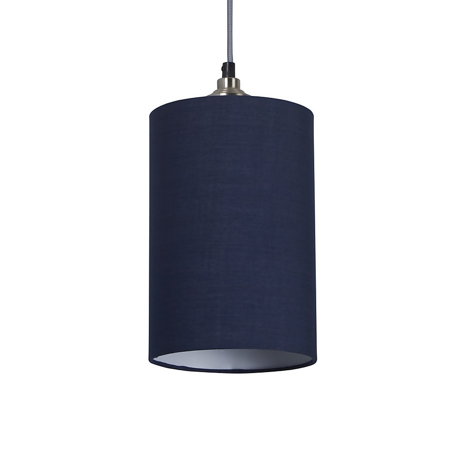 Clyde Cylinder Lamp Shade - 16cm - Navy