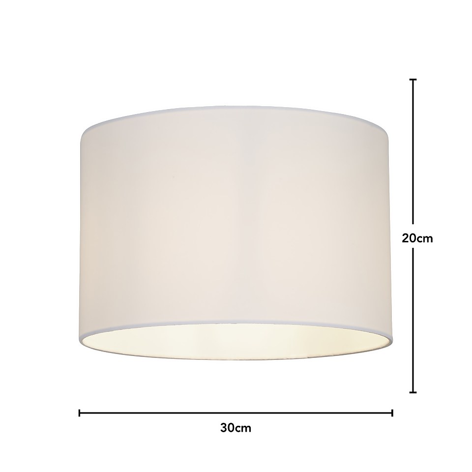 Clyde Drum Lamp Shade - 30cm - White
