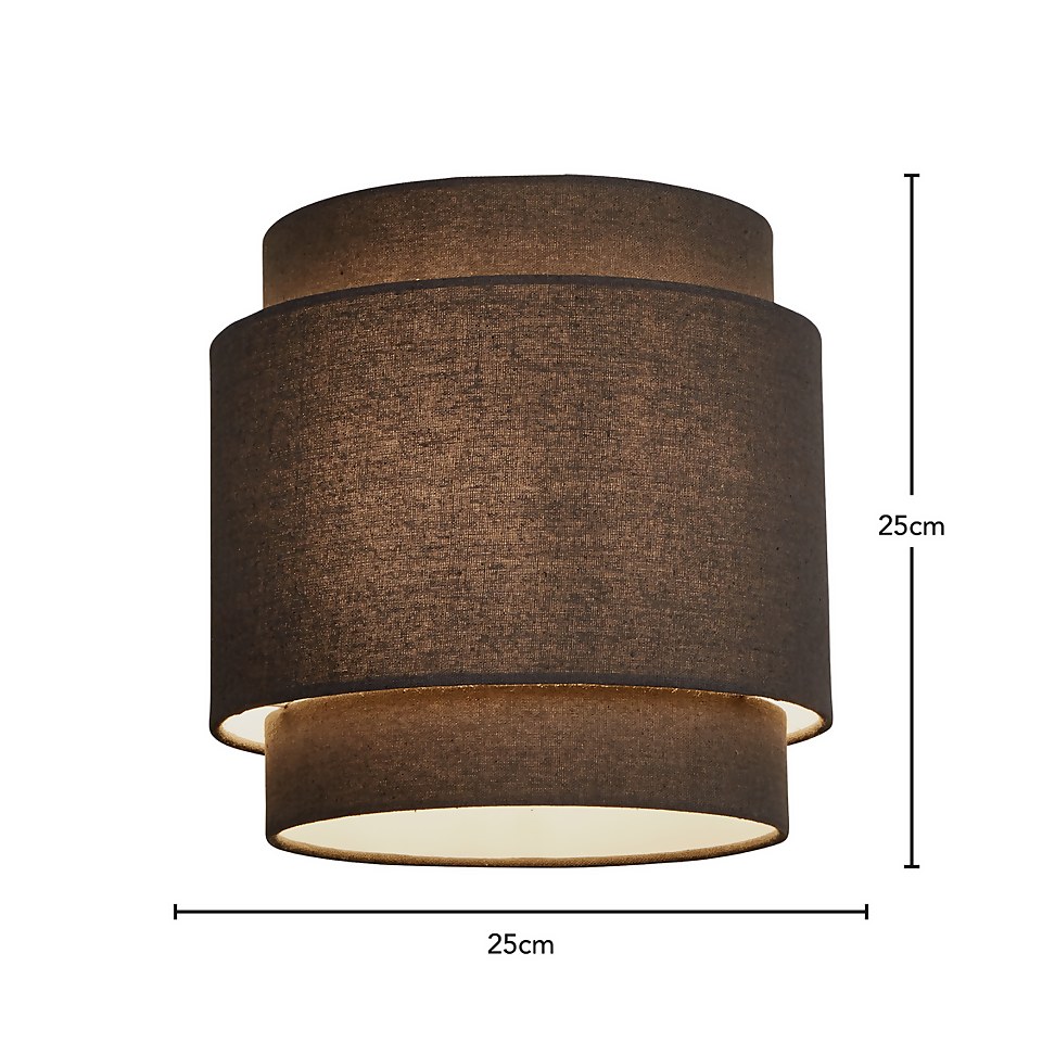 Finn Tiered Lamp Shade - 25cm - Charcoal