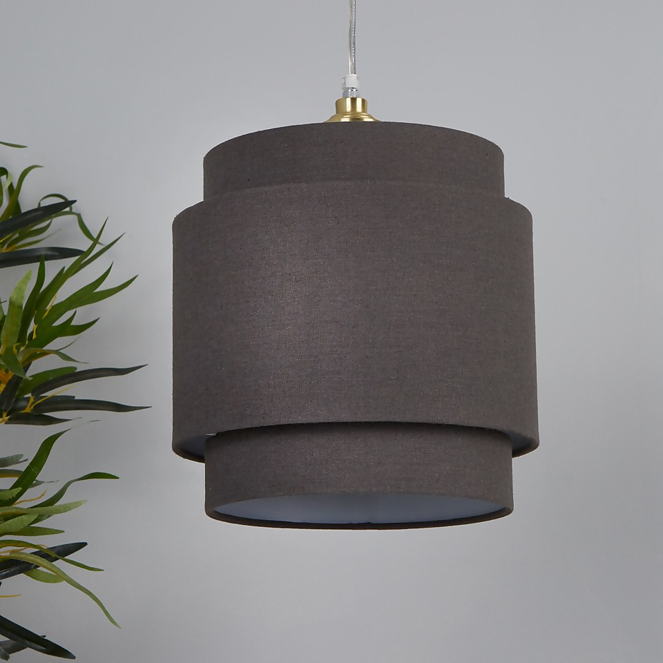 Finn Tiered Lamp Shade - 25cm - Charcoal
