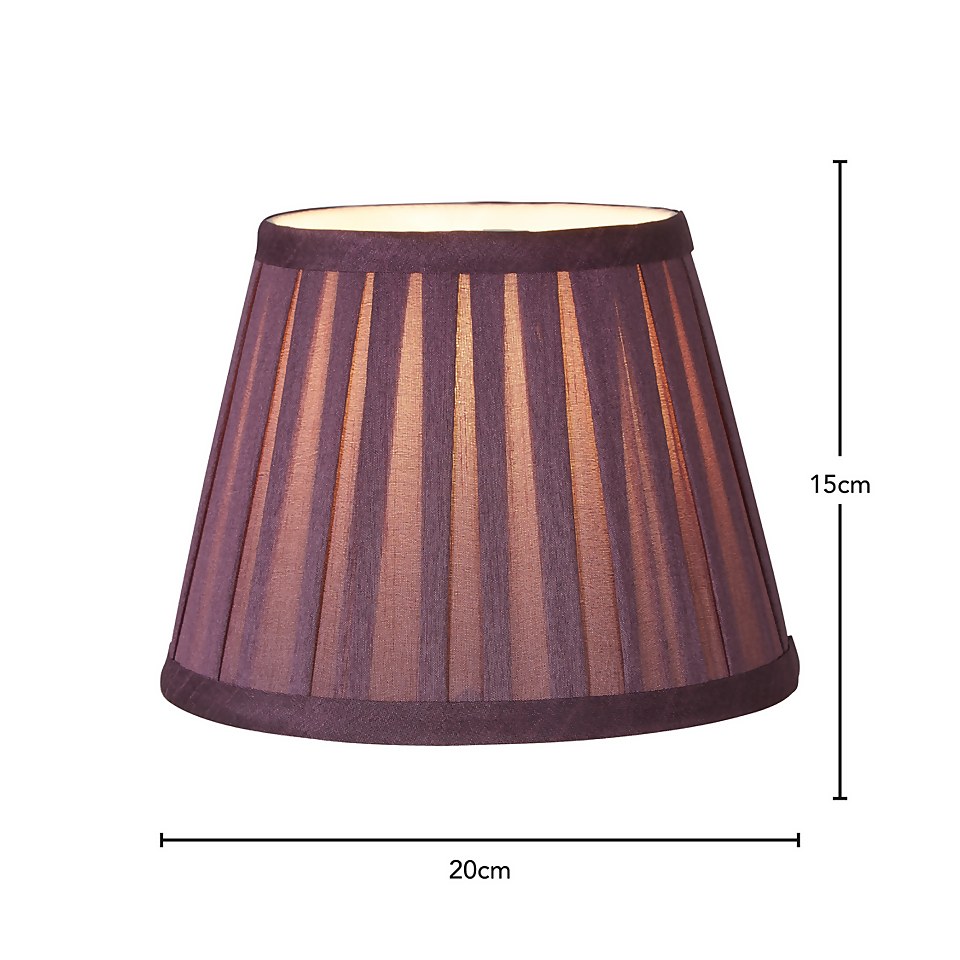 Raye Taper Pleat Silk Lamp Shade - 20cm - Plum