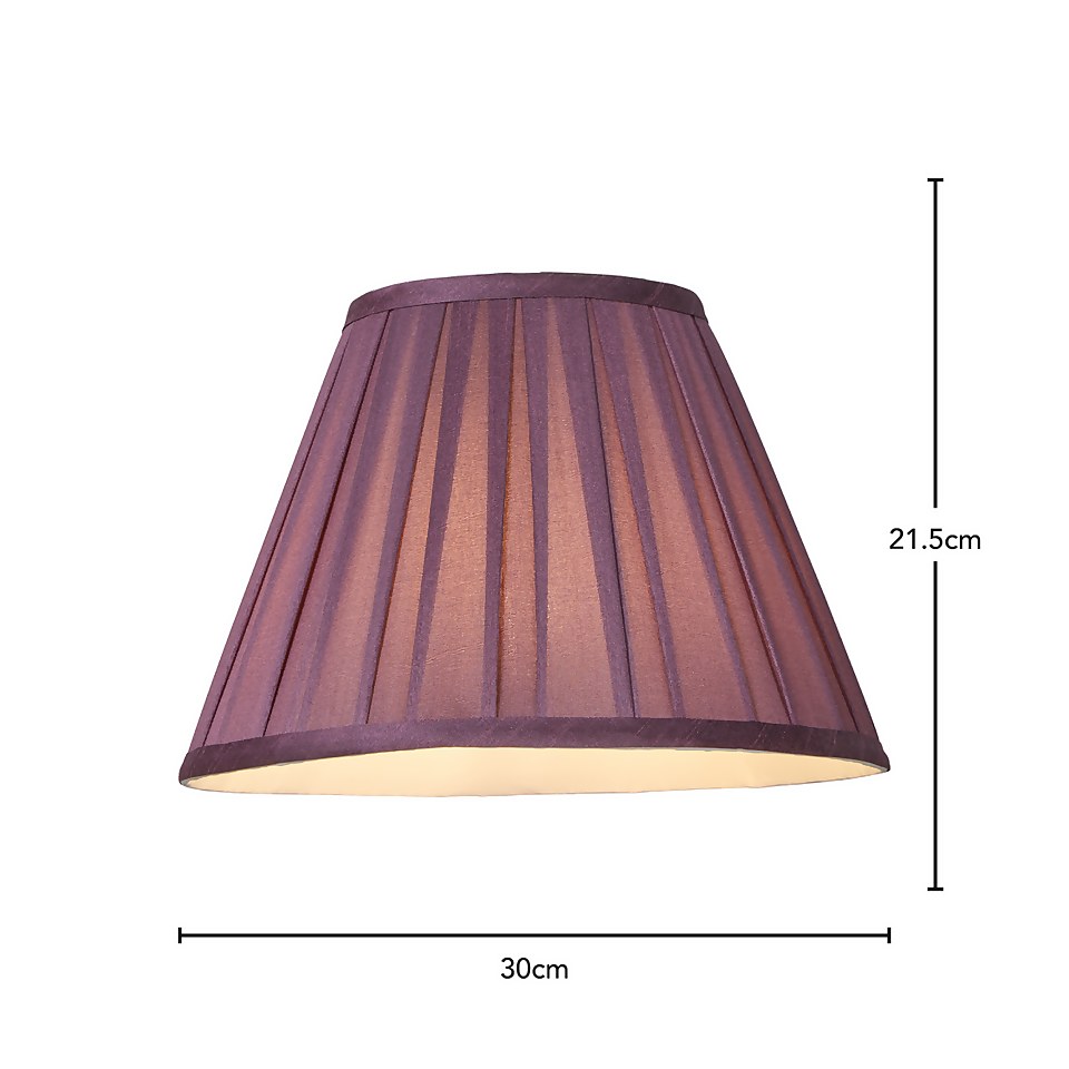 Raye Taper Pleat Silk Lamp Shade - 30cm - Plum
