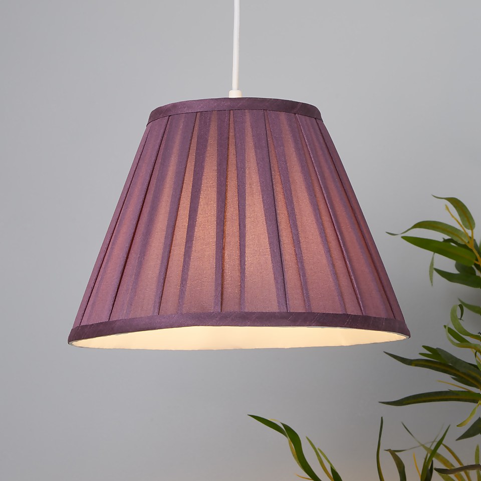 Raye Taper Pleat Silk Lamp Shade - 30cm - Plum