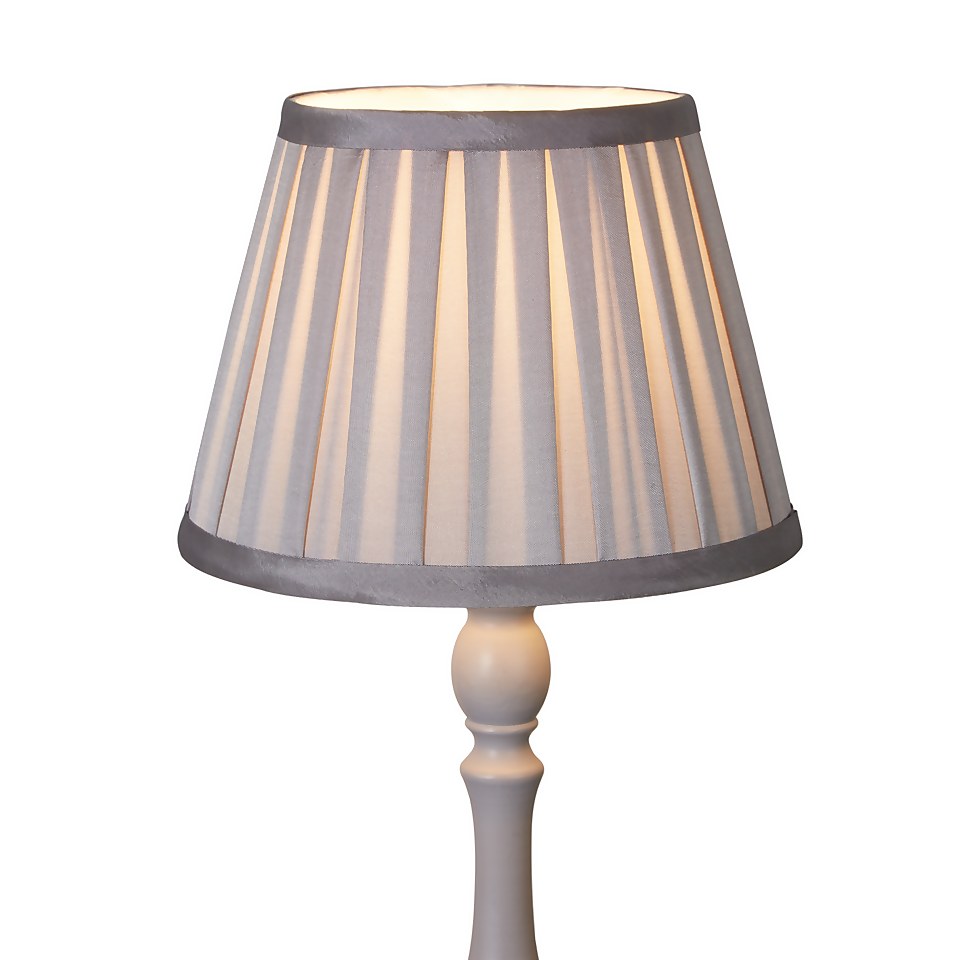 Raye Taper Pleat Silk Lamp Shade 20cm Silver Homebase