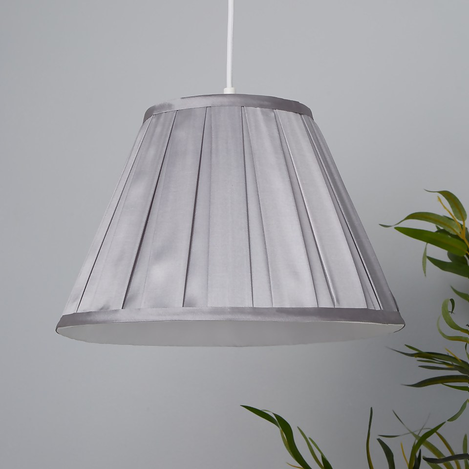 Raye Taper Pleat Silk Lamp Shade - 30cm - Silver