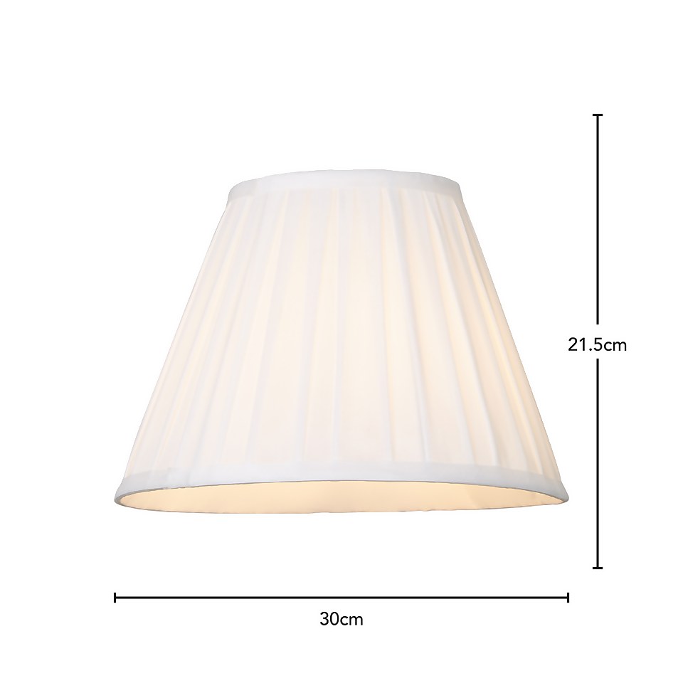 Raye Taper Pleat Silk Lamp Shade - 30cm - White