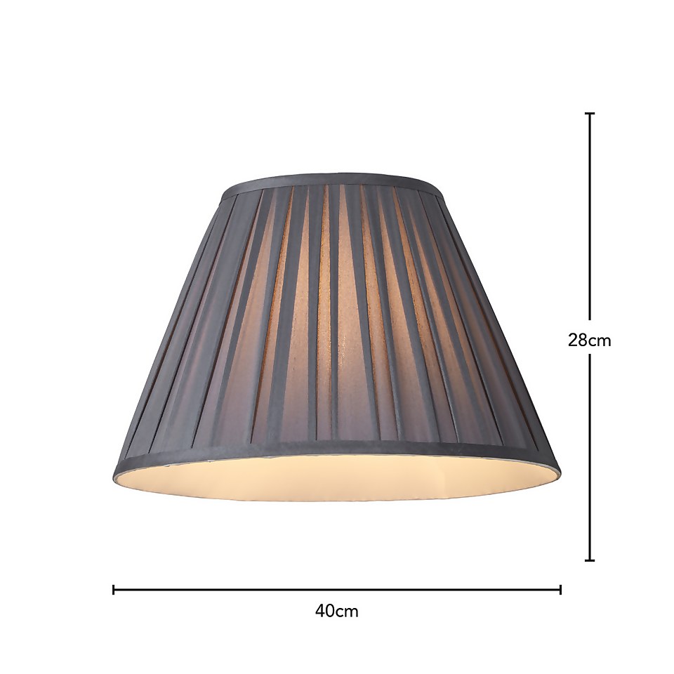 Raye Taper Pleat Silk Lamp Shade - 40cm - Charcoal