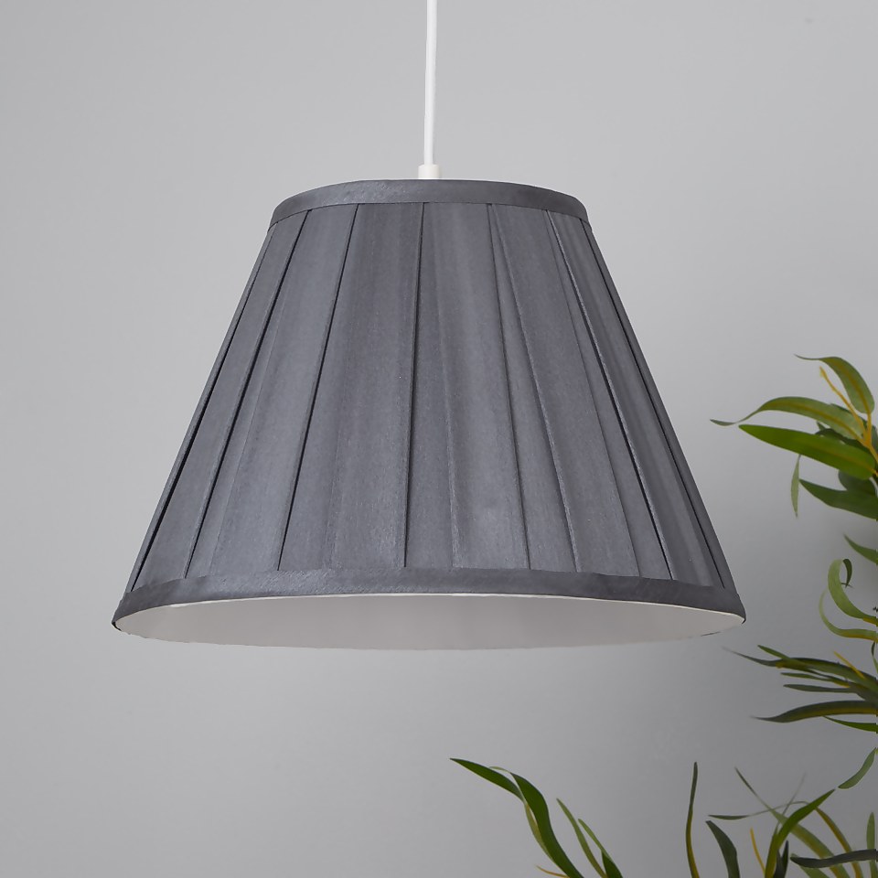 Raye Taper Pleat Silk Lamp Shade - 30cm - Charcoal
