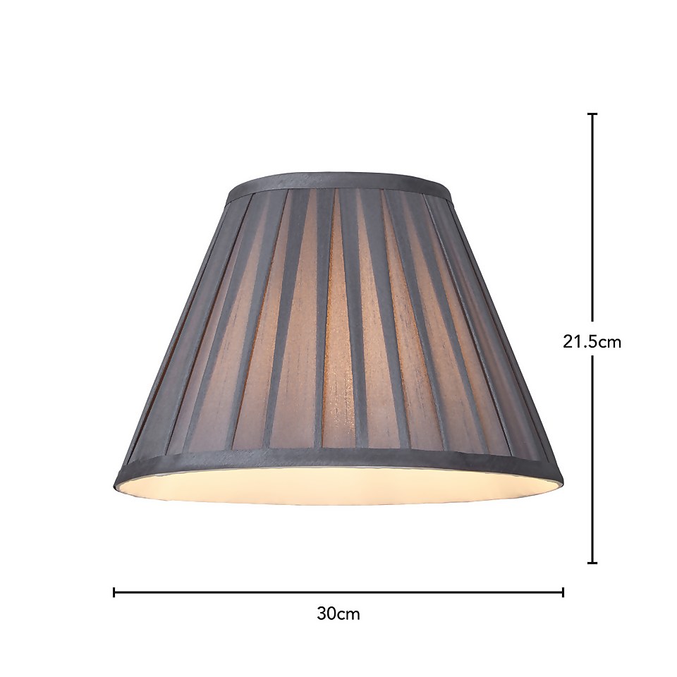 Raye Taper Pleat Silk Lamp Shade - 30cm - Charcoal