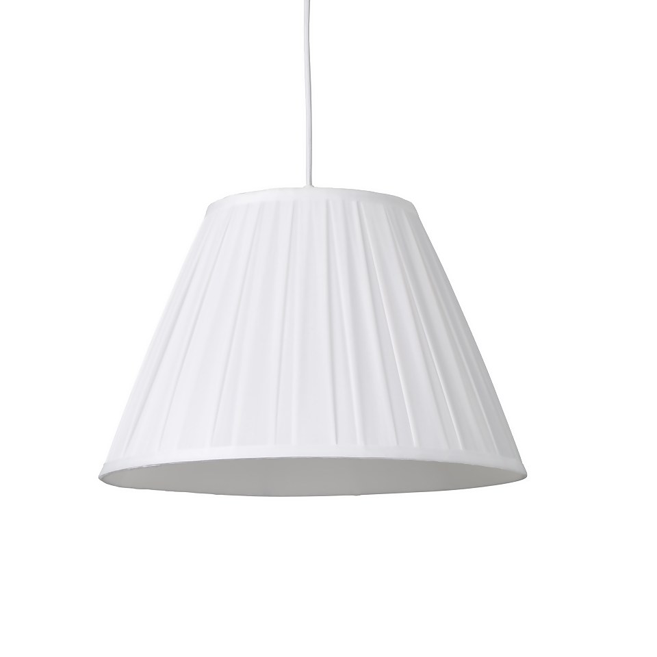 Raye Taper Pleat Silk Lamp Shade - 40cm - White