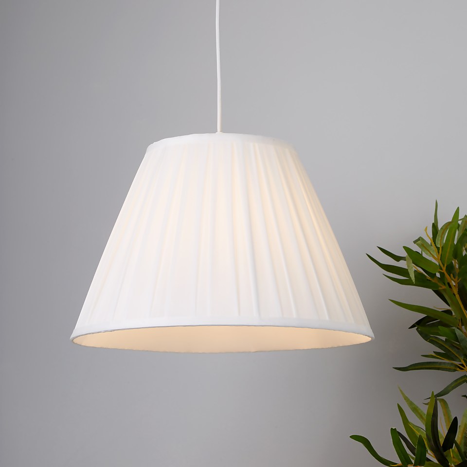 Raye Taper Pleat Silk Lamp Shade - 40cm - White