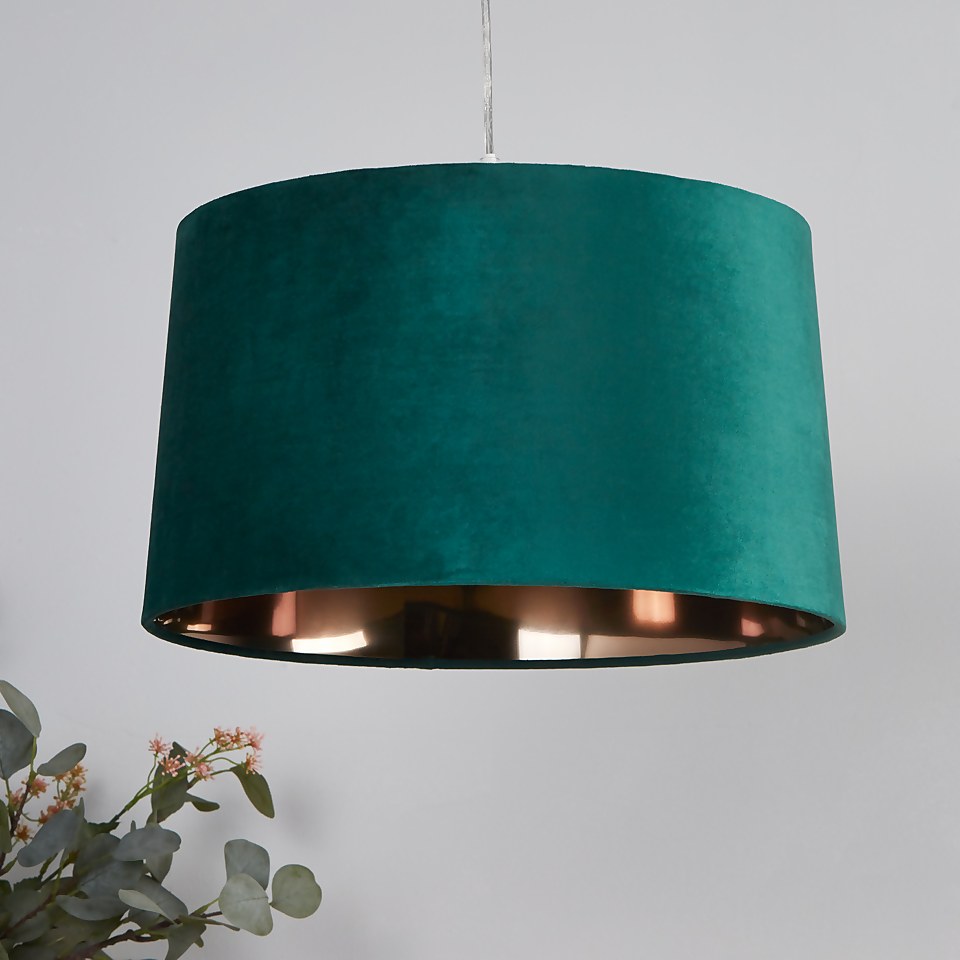 Velvet Drum Lamp Shade - 40cm - Emerald