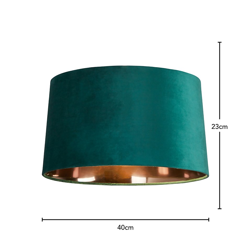 Velvet Drum Lamp Shade - 40cm - Emerald