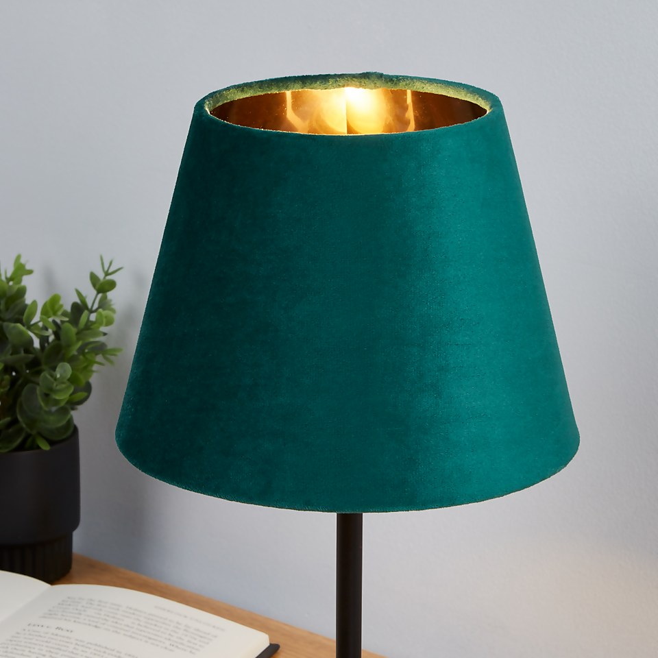 Velvet Drum Lamp Shade 20cm Emerald Homebase