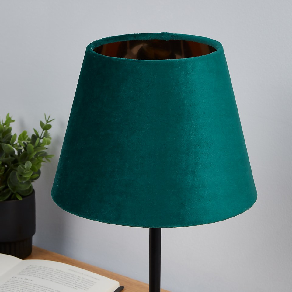 Velvet Drum Lamp Shade - 20cm - Emerald