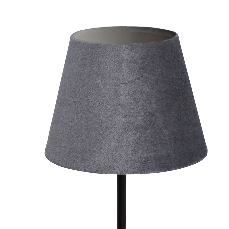 Velvet Drum Lamp Shade - 20cm - Charcoal