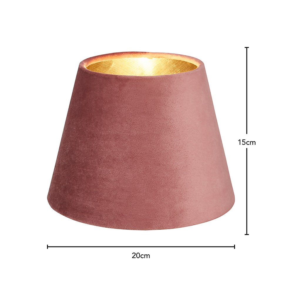 Velvet Drum Lamp Shade - 20cm - Rose