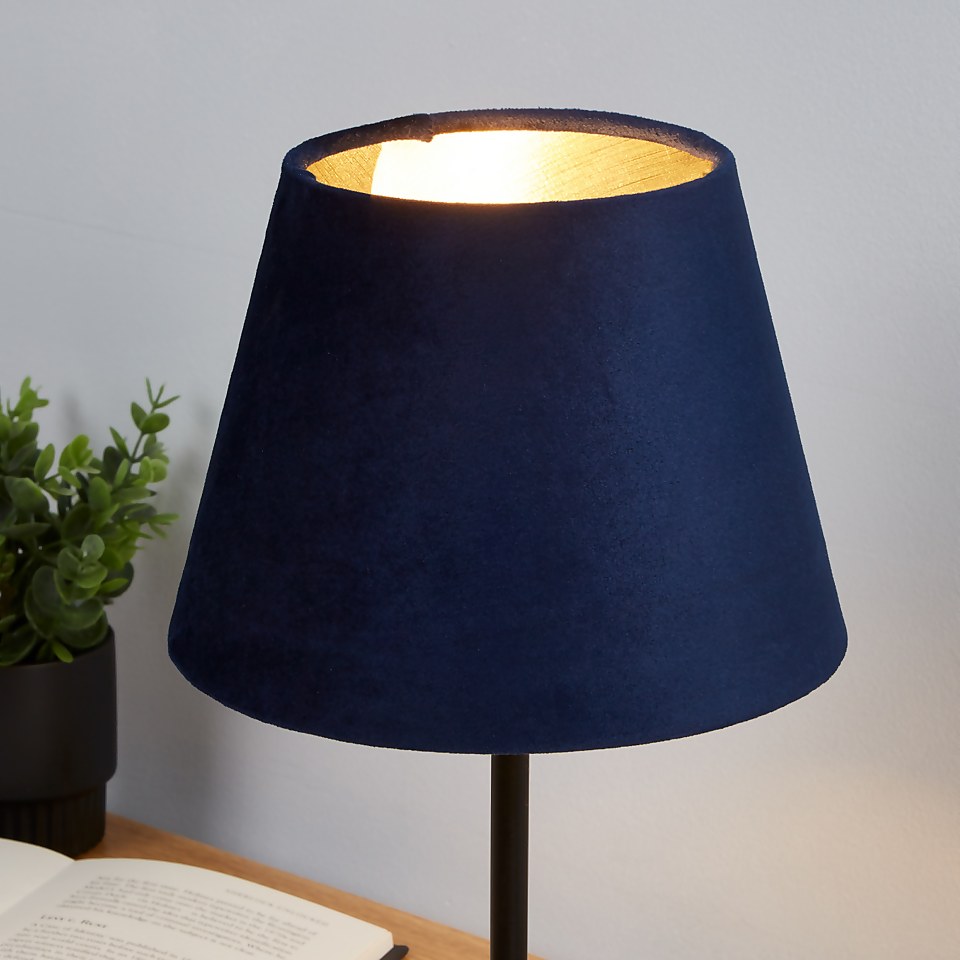 Velvet Drum Lamp Shade 20cm Navy Homebase