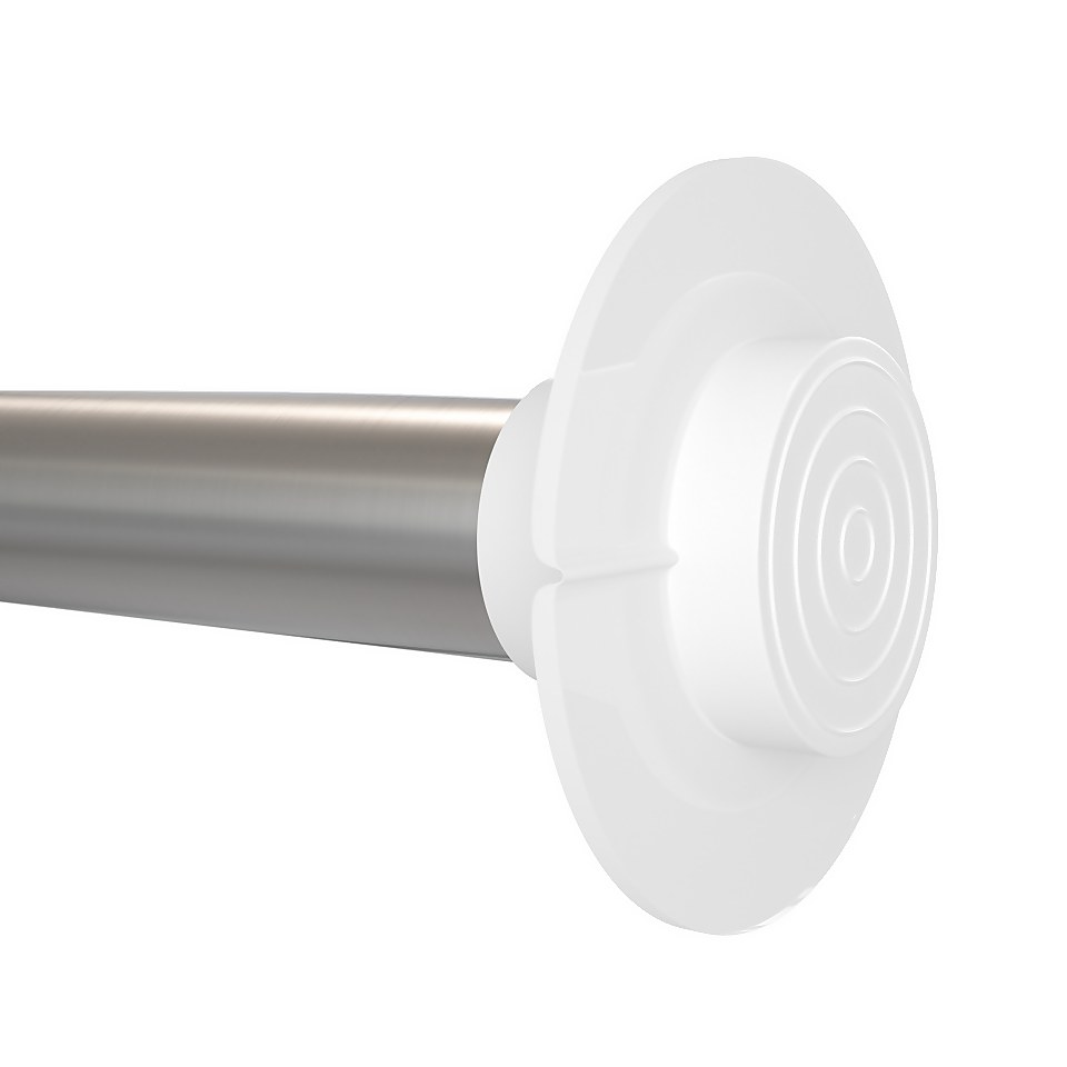 Satin Steel No Fixings Extendable Tension Curtain Pole - 150-200cm (Dia 19/22mm)