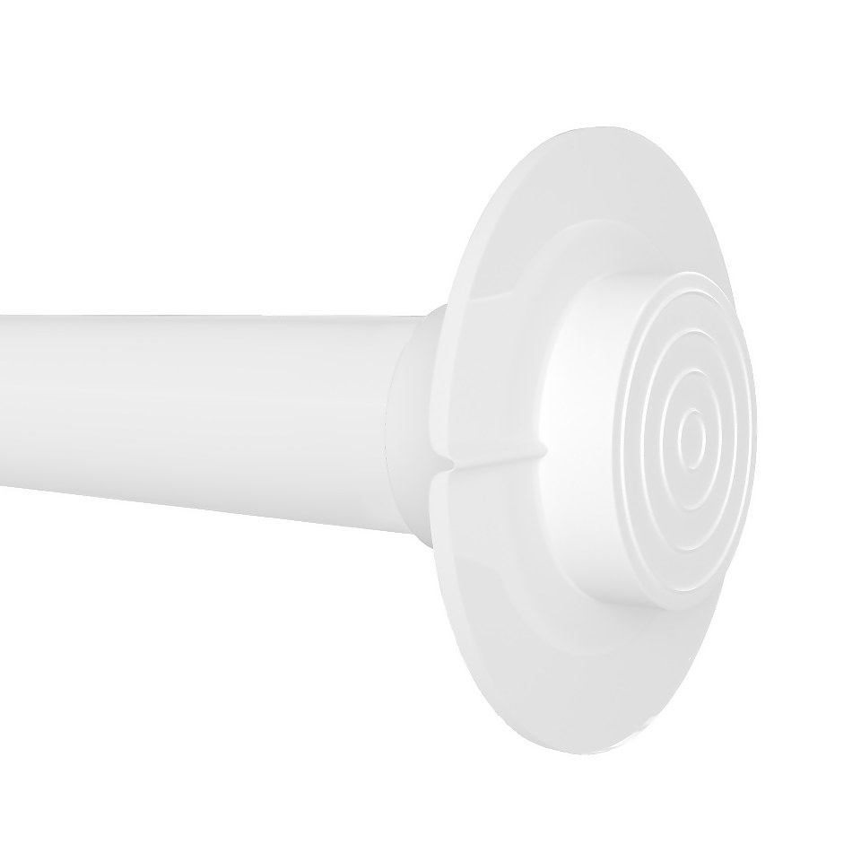 White No Fixings Extendable Tension Curtain Pole - 100-150cm (Dia 19/22mm)