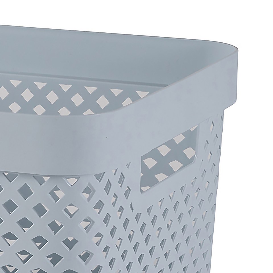 Curver Pure Large Recycled Storage Basket 17L Stone Blue Homebase
