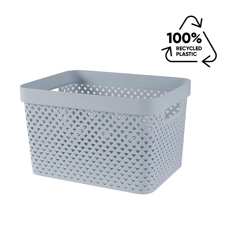 Curver Pure Large Recycled Storage Basket 17L Stone Blue Homebase