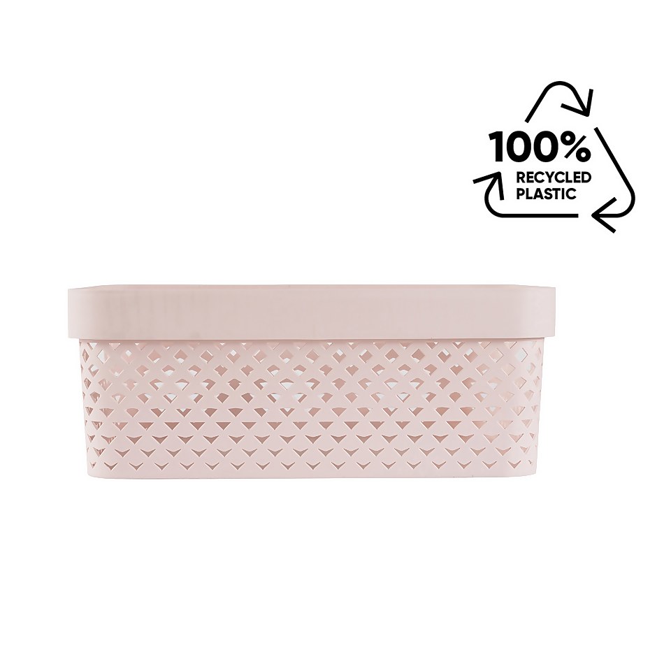 Curver Pure Medium Recycled Storage Basket - 11L - Pink Clay