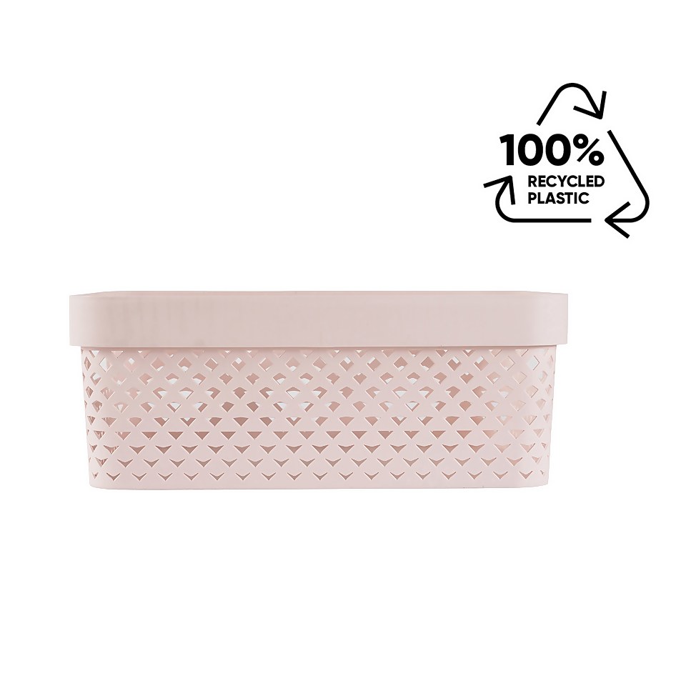 Curver Pure Medium Recycled Storage Basket 11L Pink Clay Homebase