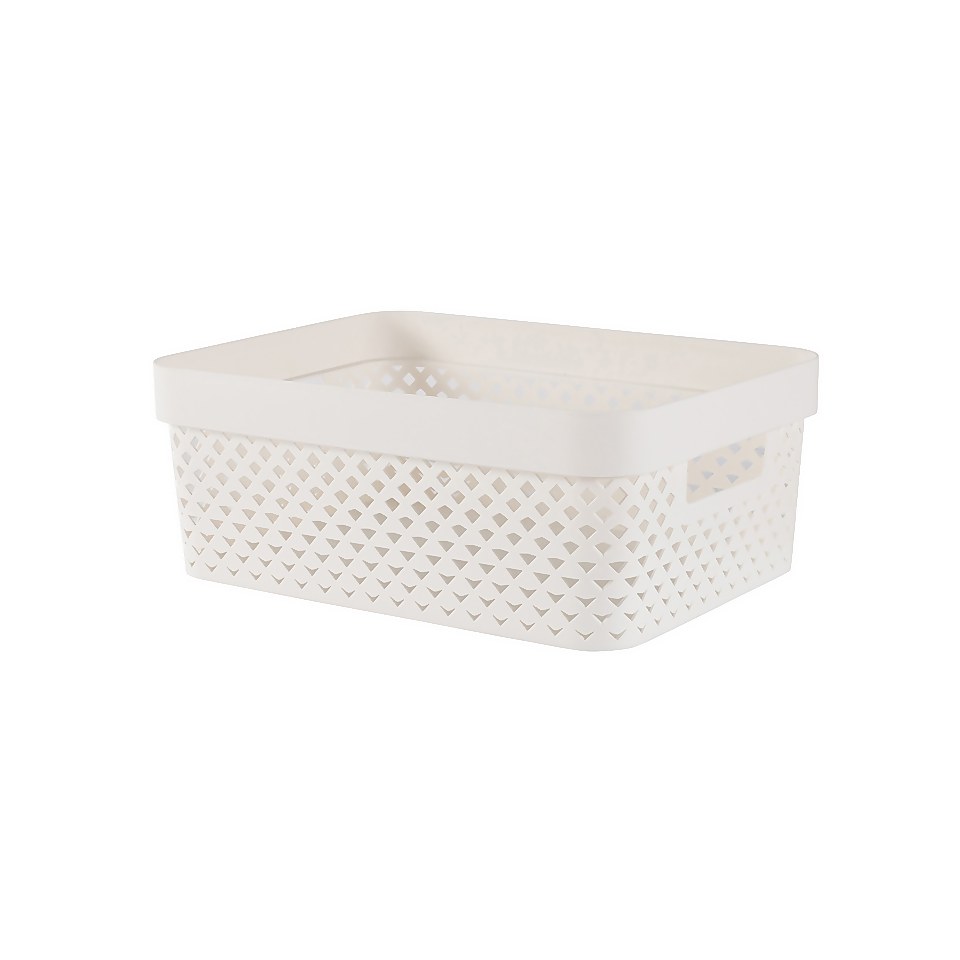 Curver Pure Medium Recycled Storage Basket 11L Oasis White Homebase