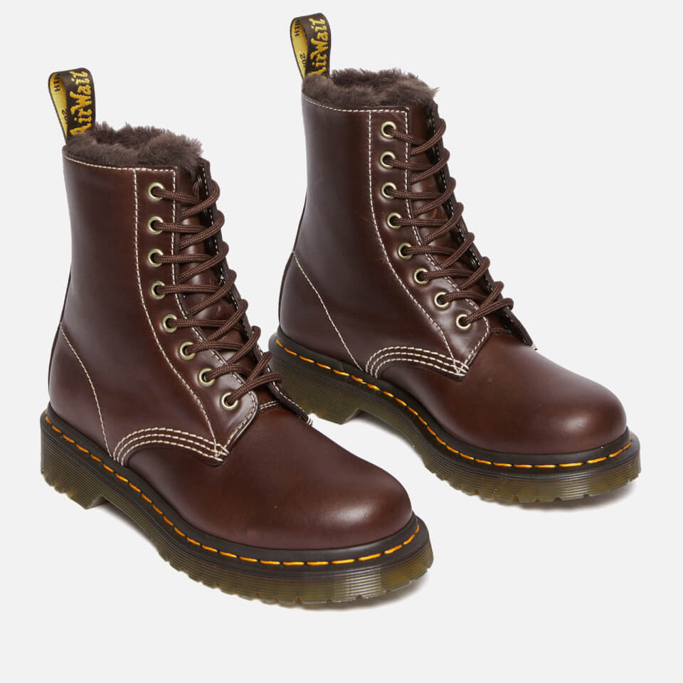 Dr. Martens Women'S 1460 Serena Leather/Fur Lined 8-Eye Boots - Dark Brown  | Worldwide Delivery | Allsole