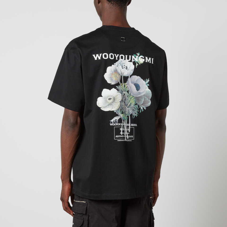 【Wooyoungmi】 Flower Print Back Logo T-Shirt BLACK/ 追跡付 Wooyoungmi】 Flower Print Back Logo T-Shirt BLACK/ 追跡付