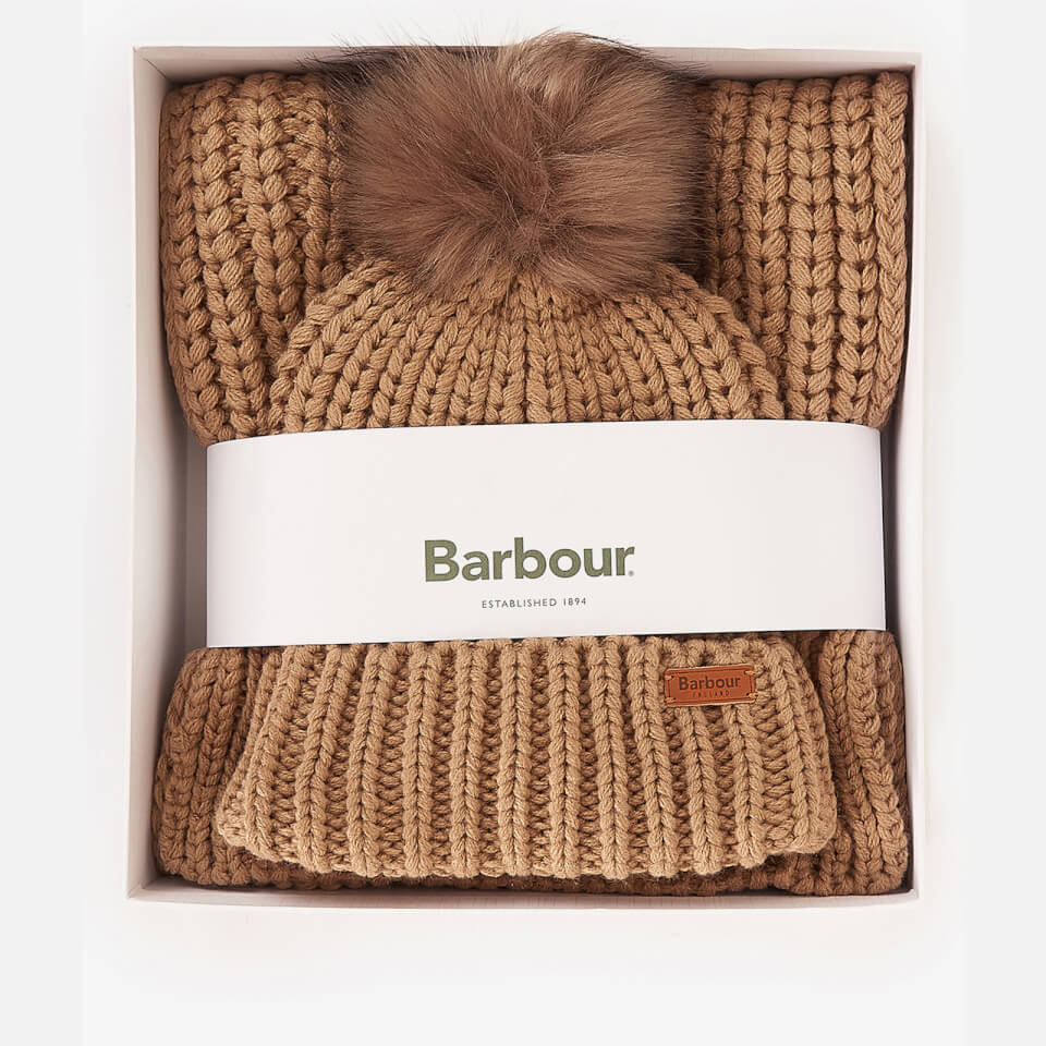 Barbour Saltburn Knit Beanie And Scarf Set