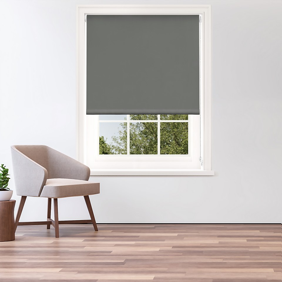 Dark Grey Blackout Roller Blind 90cm Homebase