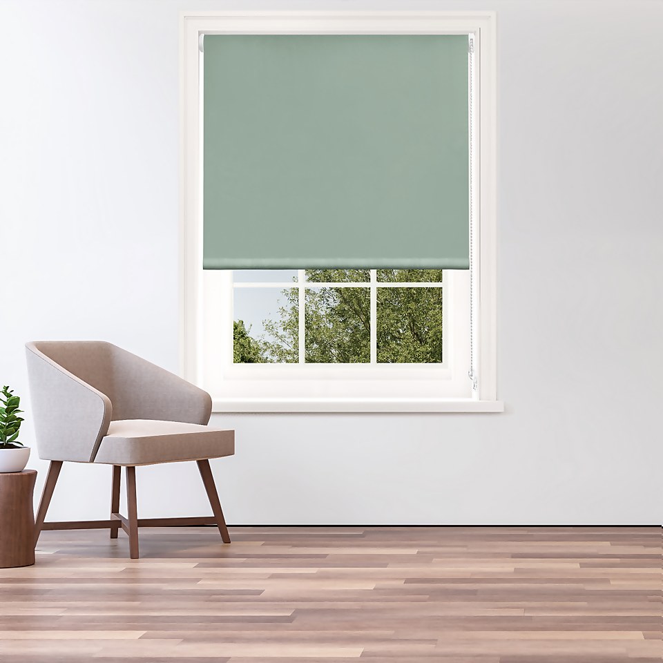 Sage Green Blackout Roller Blind 90cm Homebase