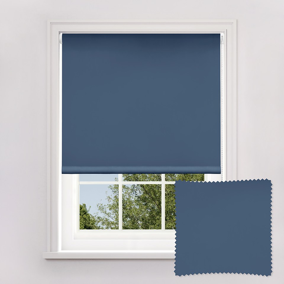 Navy Blue Blackout Roller Blind 120cm Homebase