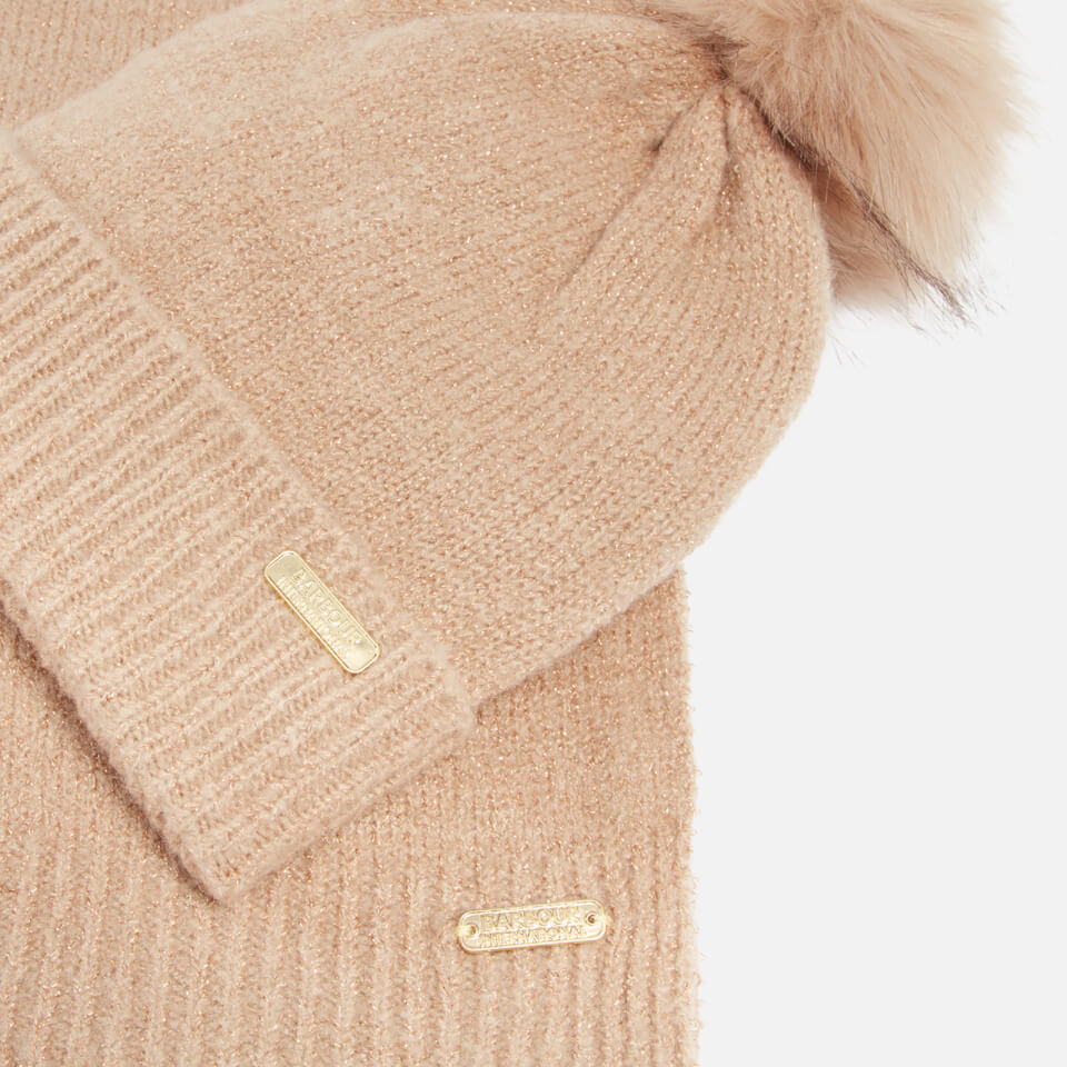 Barbour International Sparkle Knit Beanie And Scarf Set
