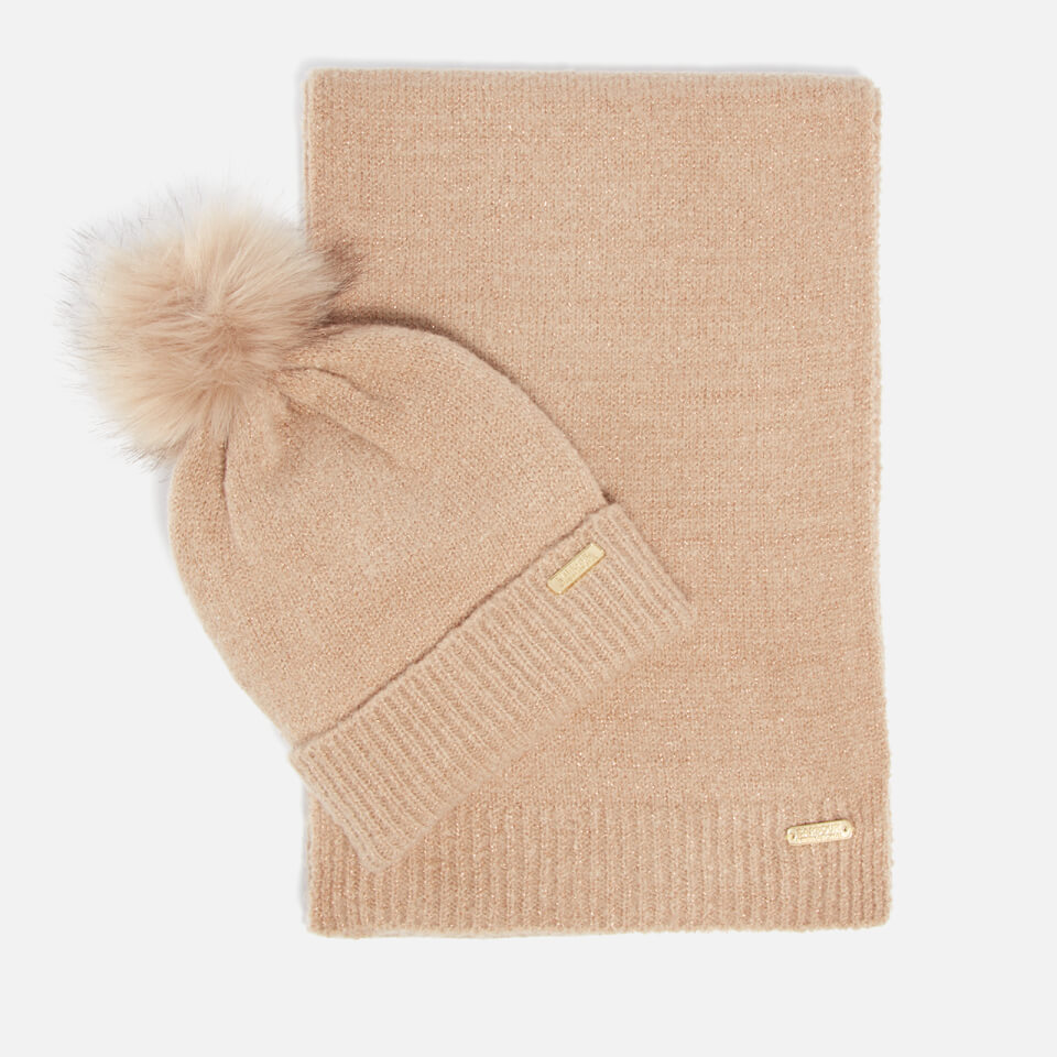 Barbour International Sparkle Knit Beanie And Scarf Set