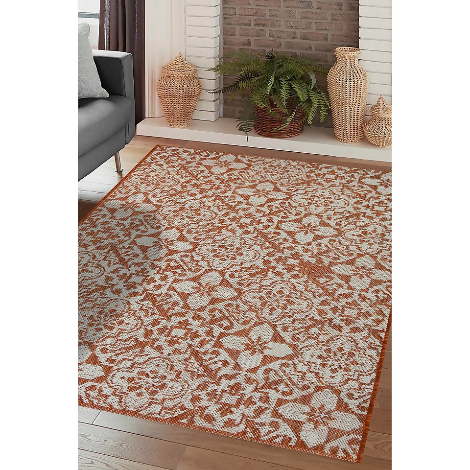 Indoor Outdoor Tile Rug - Terracotta - 133x190cm