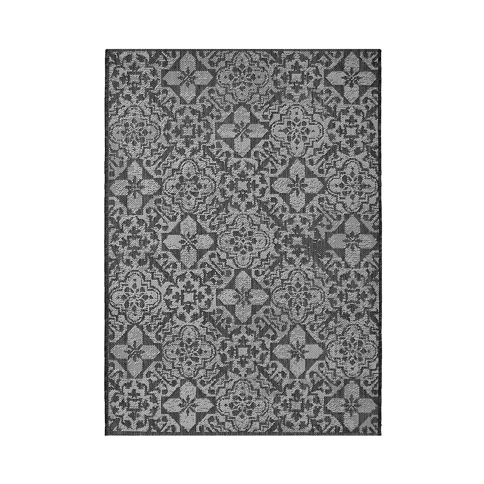 Indoor Outdoor Tile Rug - Grey - 100x150cm