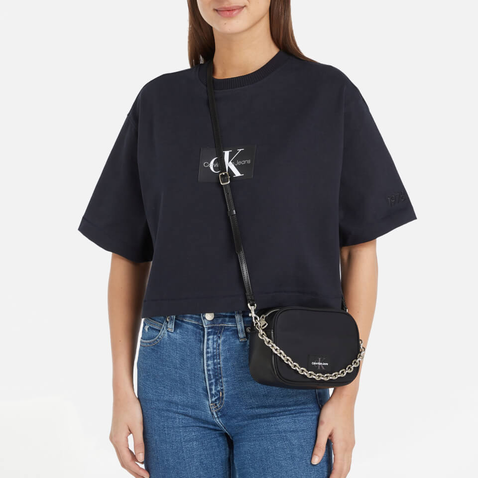 Calvin Klein Jeans Nylon and Faux Leather Chain Camera Bag 