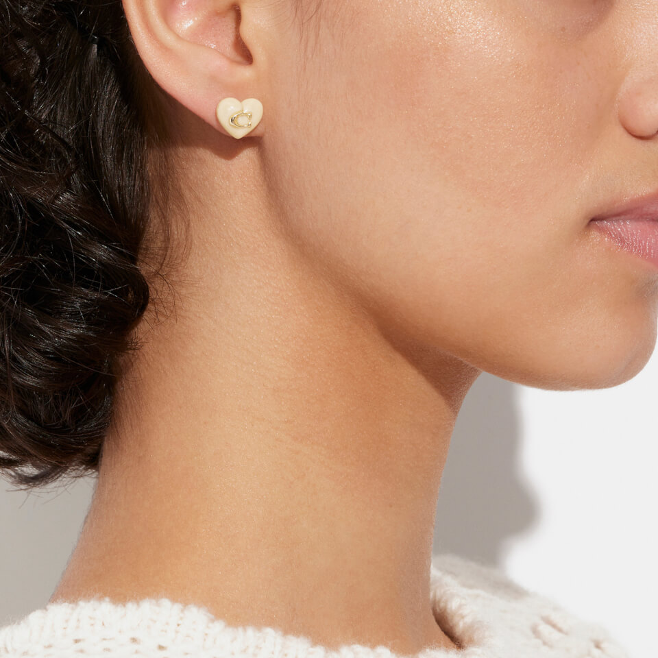 Coach Heart Resin Gold-Tone Stud Earrings