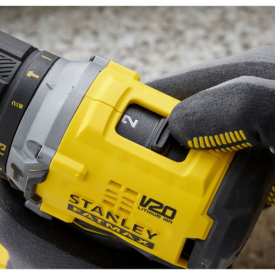 STANLEY FATMAX V20 18V Cordless Brushless Combi Drill with 2 x 2.0Ah Lithium-Ion Batteries and Kit Box (SFMCD715D2K-GB)